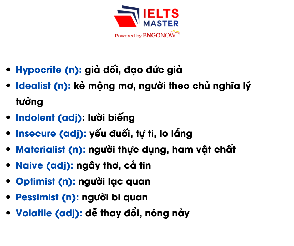 TỪ VỰNG theo chủ đề  - PERSONALITY